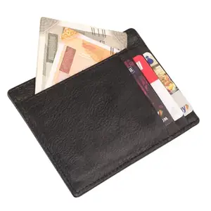 Dezire Crafts Genuine Leather Card Holder Wallet | 6 Card Slots & 32 Currency Slots | Slim & Spacious for Men & Women (Black)