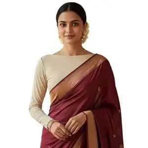 Khakey Women's Black Boat Neck Full Sleeve Cotton Crop Top's|Choli Blouses for Women's|Readymade Blous and Croptop for Saree