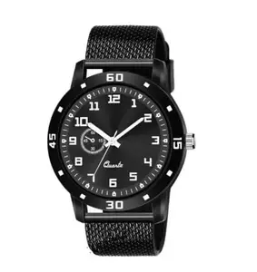 121|Black Dial PU Strap Stylish Analog Watch for Men-MAHDV/BK