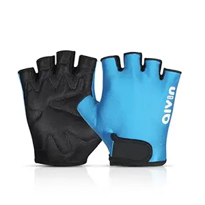 AIVIN Men On Set Gym Glove Finger Cut Design Used for Gym Workout, Weight Lifting, Exercise, Pull-Up, Crossfit, Cycling, Fitness, and Training with Good Grip and Soft Padding Size - Large (Blue)