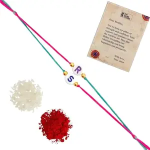The Bling Stores A to Z Alaphabate Rakhi for Bhaiya Bhabhi with Roli Chawal/Rakhi for Brother