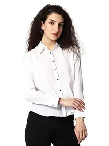 Urban Komfort Women's Regular Fit Cotton Shirt with Collar and Full-Sleeves Season | Stylish and Classy Button-Down Formal Shirt (XXL, White)