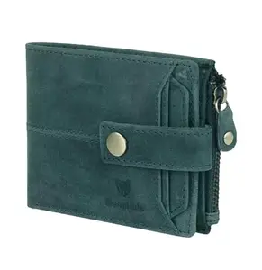 MoonHide RFID Leather Upper Detachable Cardholder, Side Zip Coin Pocket with Multi Functional Men's Hunter Green Wallet