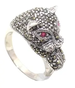 Rajasthan Gems Designer Ring Jaguar Cougar 925 Sterling Silver Marcasite Stone Women Handmade Gift G272
