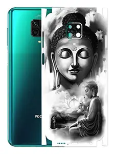AtOdds - Redmi Note 9 Pro Mobile Back Skin Rear Screen Guard Protector Film Wrap (Coverage - Back+Camera+Sides) (Buddha)