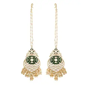 Amazon Brand - Anarva  18K Alloy with Pearl Traditional Earrings for Women, Green