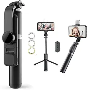 X88 Pro X88 Pro® Selfie Stick Tripod with Light,3C Technology Extendable 360° Rotation Phone Holder with Detachable Wireless Remote,All-in-One Aluminum Selfie Stick Compatible with iPhone 13/12/Samsung All