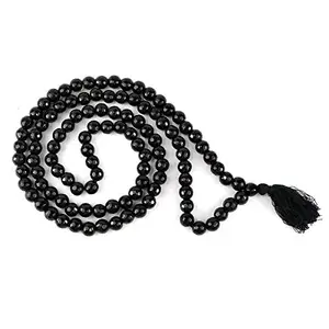 Reiki Crystal Products Natural Black Onyx Mala Crystal Stone Faceted 108 Beads 8 mm Jap Mala for Unisex
