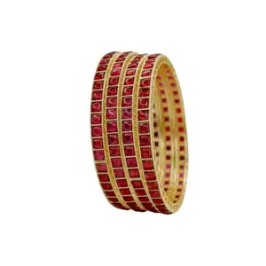 Ruby Grid Bangles Ethnic Wedding Party Jewelry for Women Girls | Handmade Festive Bangles | Traditional Elegant Accessories | Gift Item