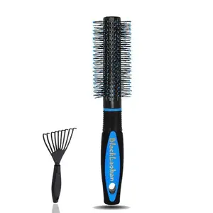 BlackBoss Round Hair Brush With Brush Cleaner Tool for Blow Drying, Styling, Curling, Straighten with Soft Nylon Bristles for Short or Medium Curly Hairs for Women & Men (Blue)