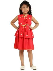 Somersault Red Orchid Dress and Shrug Set