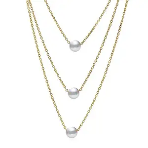 Jewels Galaxy Gold Plated Pearl Studded Layered Necklace For Women and Girls (CT-NCKC-44305)
