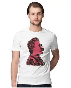 ALLEN BLACK Men's Regular Fit T-Shirt Portrait of Friedrich Nietzsche 100% Cotton T-Shirt White_ORTNIETZCH-White 5XL Men Round_