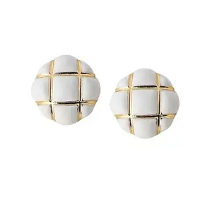 SOHI Women's The Tic-Tac-Toe Stud Earrings For Casual Wear | Chalk White Colour | Alloy Material | Push Back Closure | Metallic Earrings | Fashion Stud Earrings For Women & Girls