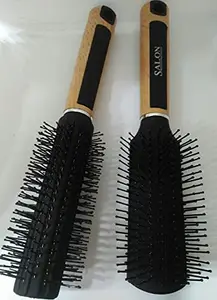 Lamvi combo Brush with Wooden and Black Colored Handle with Black Brush Colored Head