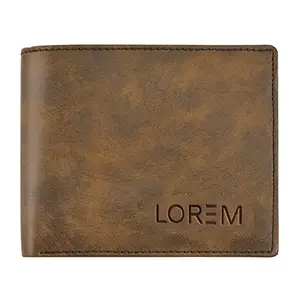SRJMH Lorem Brown Multiple Card Slots Bi-Fold Faux Leather 11 ATM Card Slots Wallet for Men WL25