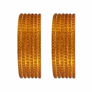 Srijman Glass Bangles Set of 12 for Women | Designer Beaded Gold Accent Chudi Set | Lightweight Traditional Bangles | 20+ Colours Available | Sizes 2.4, 2.6, 2.8
