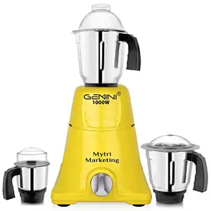 Gemini 1000-watts Nexon Mixer Grinder with 3 Stainless Steel (Chutney Jar, Liquid Jar and Dry Jar),MAN264