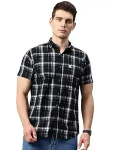 Majestic Man Slim Fit Short Sleeve Checked Pure Cotton Casual Shirt