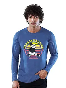 The Souled Store Men Official Kung Fu Panda: Dragon Warrior Blue Printed Full Sleeve T-Shirts S