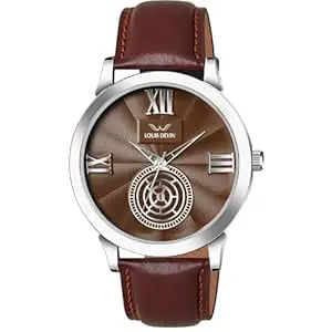 LOUIS DEVIN Black/Blue/Brown/Green Leather Strap Analog Wrist Watch for Men (Black/Blue/Brown/Green/White Dial) | LD-GR079