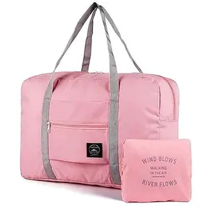 DELVADIYA TRENDS Luggage Bags for Travelling Large Capacity Folding Bag Lightweight Waterproof Weekender Shoulder Bag with Dry & Wet Pocket Handbag Large Capacity Folding Tote Bag - (Pink)