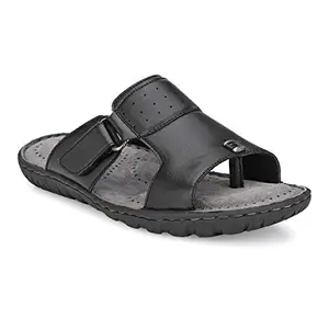 SOFTIO SFT131 Men's Black Synthetic Leather Outdoor | Lightweight | Stylish | Trendy Sandal Roman Sandal