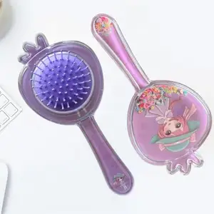 Theme Cute portable glitter hairbrush for kids 22cmx5xm for travel and daily use