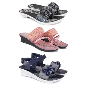 Women's Comfortable Sandal,Casual Lightweight Sandal for Everyday Wear | BT-(3-COMBO)-1967-1950-1972-5