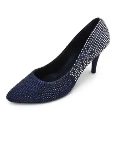 ELLE Women's Stiletto Heel Pump Navy Blue