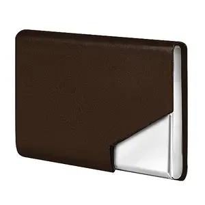 LOREM Brown Small Pocket Sized Metal ID, Credit-Debit Card Holder with Magnetic Shut Button for Men & Women WL603-UF-A