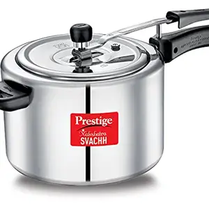Prestige Nakshatra Svachh Aluminium Inner Lid Pressure Cooker with Unique Deep Lid for Spillage Control, 8 Litre, Silver price in India.