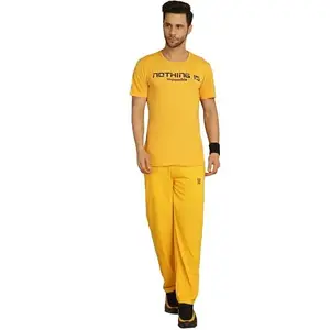 VIMAL JONNEY Printed Yellow Round Neck Cotton Half sleeves Co-ord set Tracksuit For Men-VIMAL52902-T_PRT_41_YLW_D10_YLW___2-S