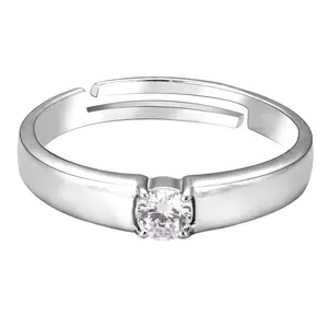 GIVA 925 Silver Zircon Love Ring, Adjustable | Gifts for Men and Boys | With Certificate of Authenticity and 925 Stamp | 6 Months Warranty*