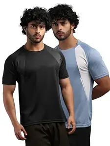 CHKOKKO Gym Tshirt for Men Workout Regular Fit Sports Activewear Man Tshirts with Round Crew Neck and Half Sleeves for Yoga Running&Outdoor Activities