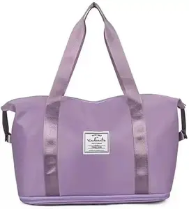 Satya Tech Folding Waterproof Large Capacity Travel Handbag, Expandable Lightweight Waterproof Foldable Carry Luggage Duffle Tote Bag, Gym Sports Carry-On Bags Shoulder Weekender Bag (Purple)