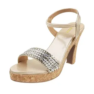 Mochi Women Gold Partywear Heel Sandal UK/3 EU/36 (40-2)