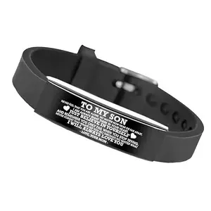 Shiv Jagdamba To My Son I'M Always Love You Wristband Black Silicone Bracelet For Men And Women ShivBrBlr14