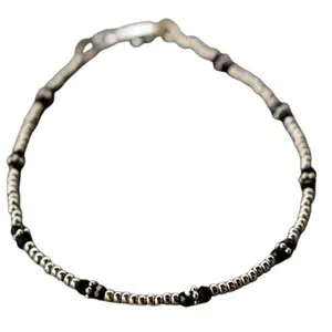 RRJEWELZ Black Spinel Bracelet for Men & Women – 2mm Rondelle Faceted Black Beads – 7 inch with Silver Plated Clasp – Healing, Fashion, Gift, Spiritual, Yoga|LCBR_RR_01154