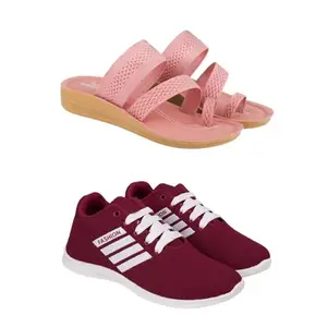 SPORTER Extra Soft Classic Casual wear with Flexibility Technology Heel Combo for Women's/Girl's(6142+1703)(8) Multicolor