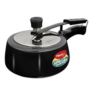 Pigeon by Stovekraft 2 Litre Special Plus Contura Hard Anodised Inner Lid Induction Base Pressure Cooker (Black) BIS Certified price in India.