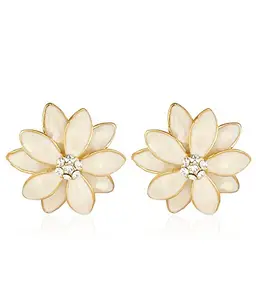 Jewels Galaxy White Gold-plated Floral Luxuria Designer Earrings for Women