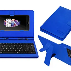 ACM Keyboard Case Compatible with One Plus 5 Mobile Flip Cover Stand Direct Plug & Play Device for Study & Gaming Blue