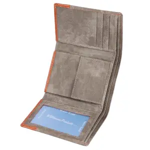 Dezire Crafts Classic Denim PU Leather Trifold Wallet for Men | Slim, Durable & Stylish | 3 Card Slots, ID Window, Coin Pocket, 2 Currency Compartments & Hidden Pockets | Lightweight & Compact for Daily Use (Gray)