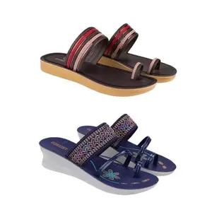 SPORTER Extra Soft Classic Casual wear with Flexibility Technology Flip-Flop Combo for Women's/Girl's(6143+1947)(4) Multicolor