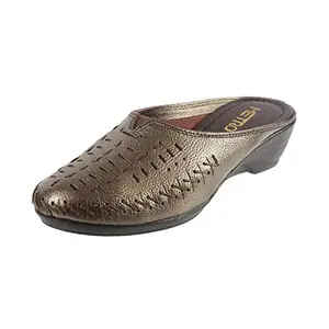 Metro Womens Leather Bronze Slip Ons (Size (7 UK (40 EU))