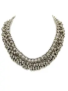 Total Fashion German Silver Necklace Boho Designer Oxidized Choker Necklace for Girls & Women.