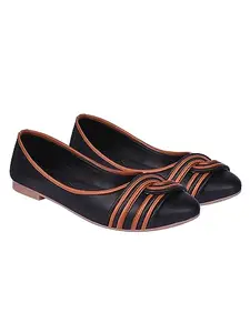 Shoetopia Womens Belly-02 Black Ballet Flat - 5 UK (Belly-02-Black)
