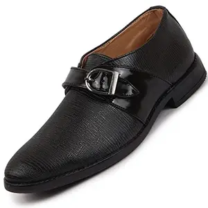 FAUSTO FST KI-9982 BLACK-43 Men's Black Monk Single Strap Shoes (9 UK)