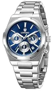 LONGBO Elevate 83833 Chronograph Watch with Dual Sub-Dial Layout, Stainless Steel Bracelet, Luminous Hands & Date Display | Men | Office, Business, Formal & Gifting